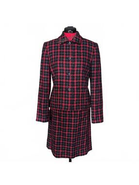 Amanda Smith Vintage Women's 80's Plaid Mohair Blend Business Skirt Suit Size 10